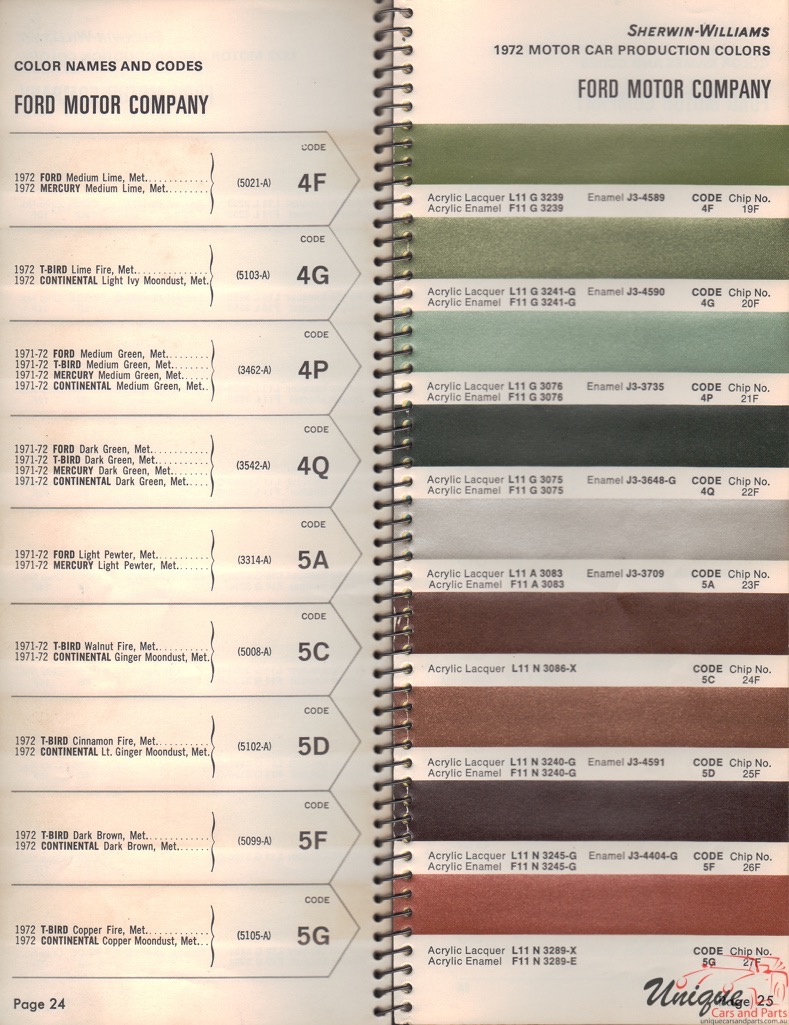 1972 Ford Paint Charts Williams 3